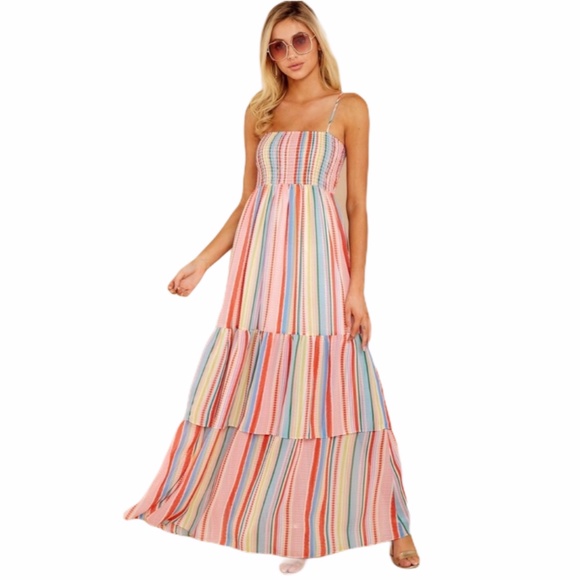 Jack by BB Dakota Multicolor Striped Maxi Dress - Picture 1 of 7